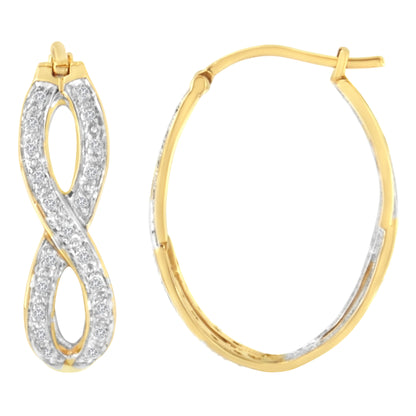 10K Yellow and White Gold 1/4 cttw Diamond Double Infinity Hoop Earrings (I-J Clarity, I1-I2 Color) Bids.com