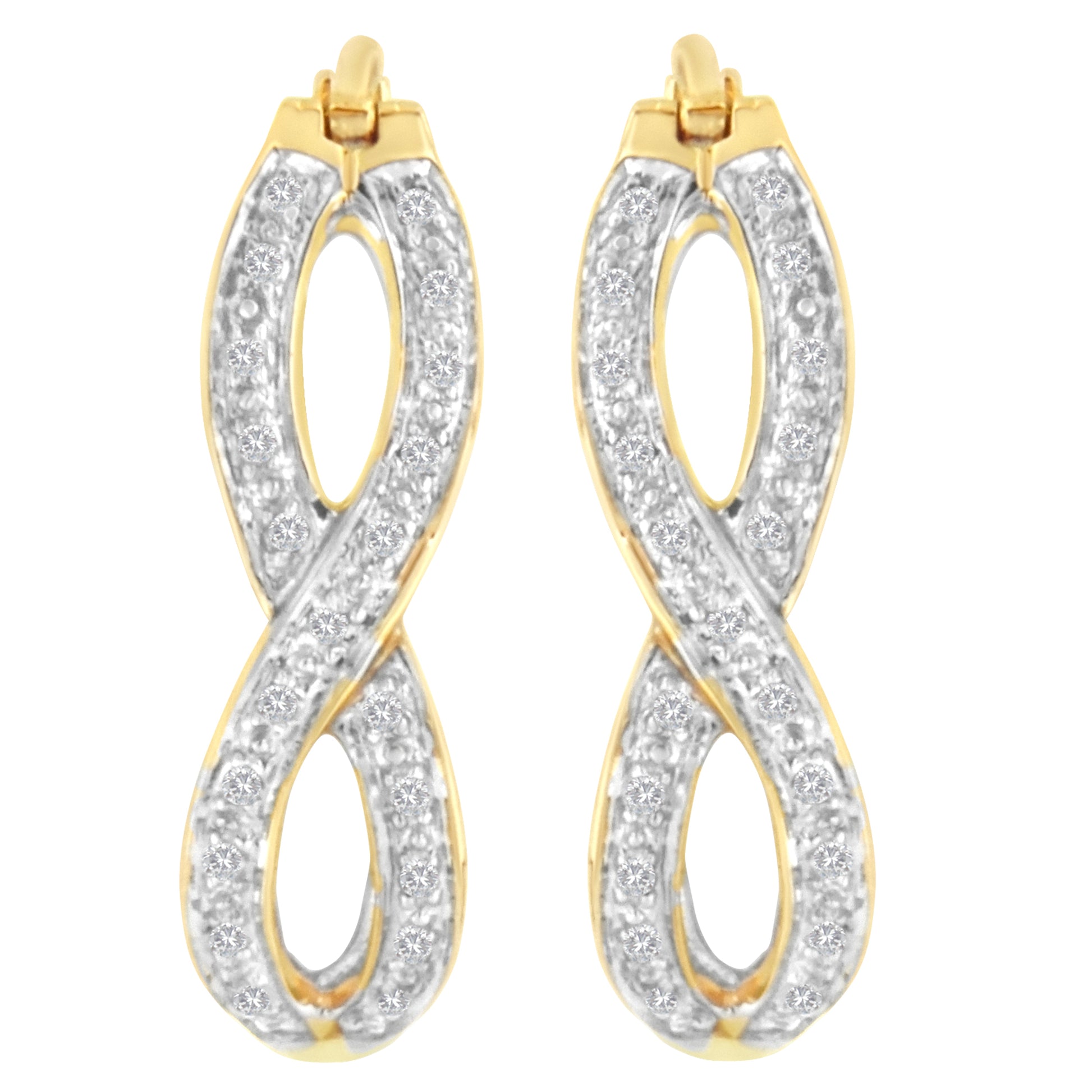 10K Yellow and White Gold 1/4 cttw Diamond Double Infinity Hoop Earrings (I-J Clarity, I1-I2 Color) Bids.com
