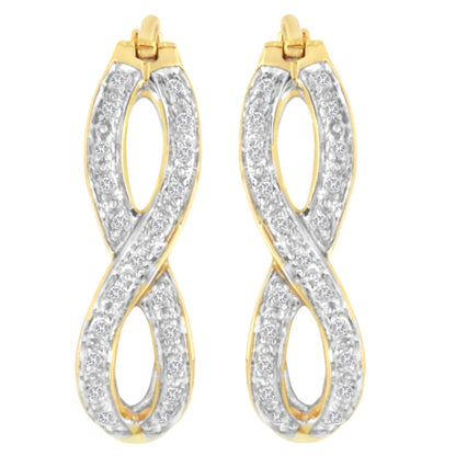 10K Yellow and White Gold 1/4 cttw Diamond Double Infinity Hoop Earrings (I-J Clarity, I1-I2 Color) Bids.com