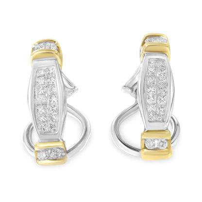 14K Two-Toned Gold Round and Princess Cut Diamond Earrings (0.5 cttw, H-I Color, SI2-I1 Clarity) Bids.com