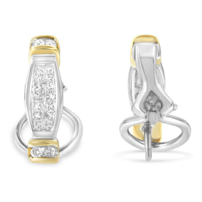 14K Two-Toned Gold Round and Princess Cut Diamond Earrings (0.5 cttw, H-I Color, SI2-I1 Clarity) Bids.com