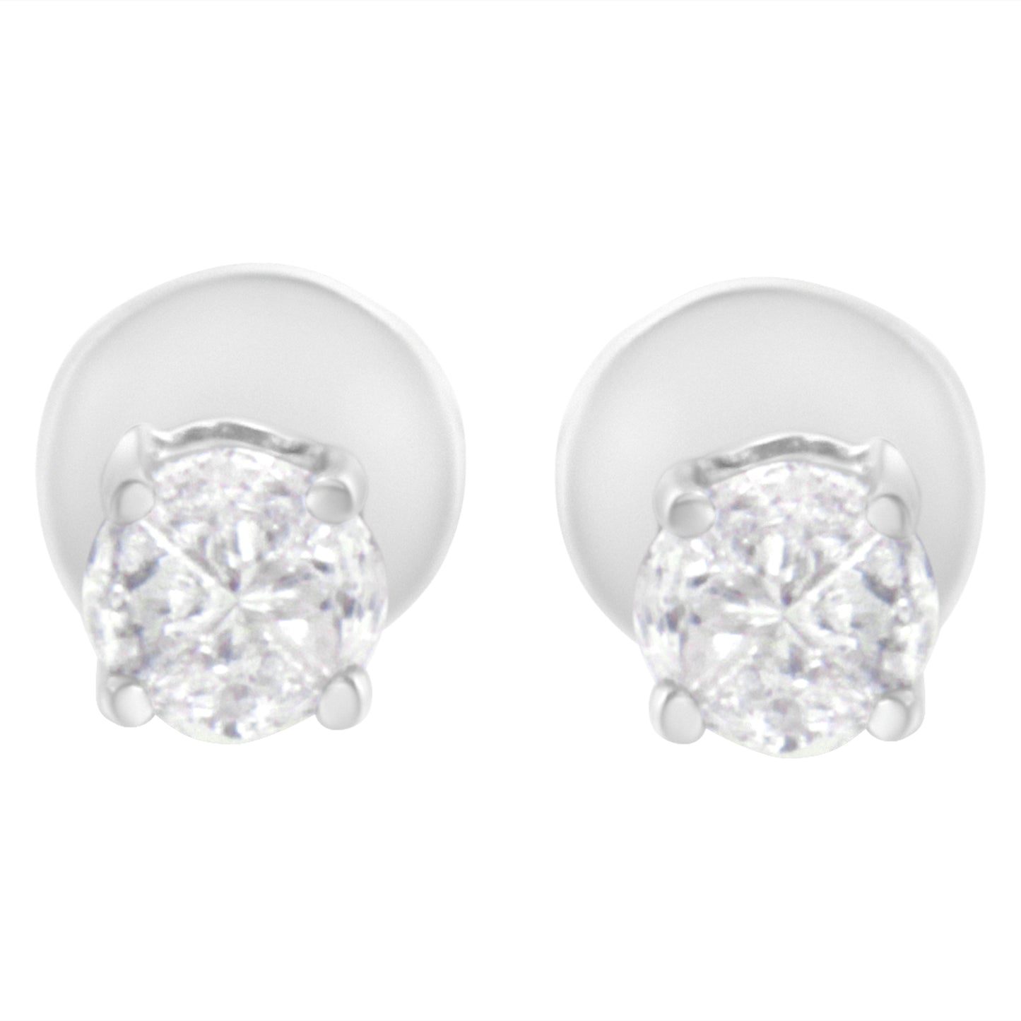 14K White Gold 1/2 Cttw Pie-Cut Diamond Solitaire Stud Earrings (H-I Color, SI1-SI2 Clarity) Bids.com