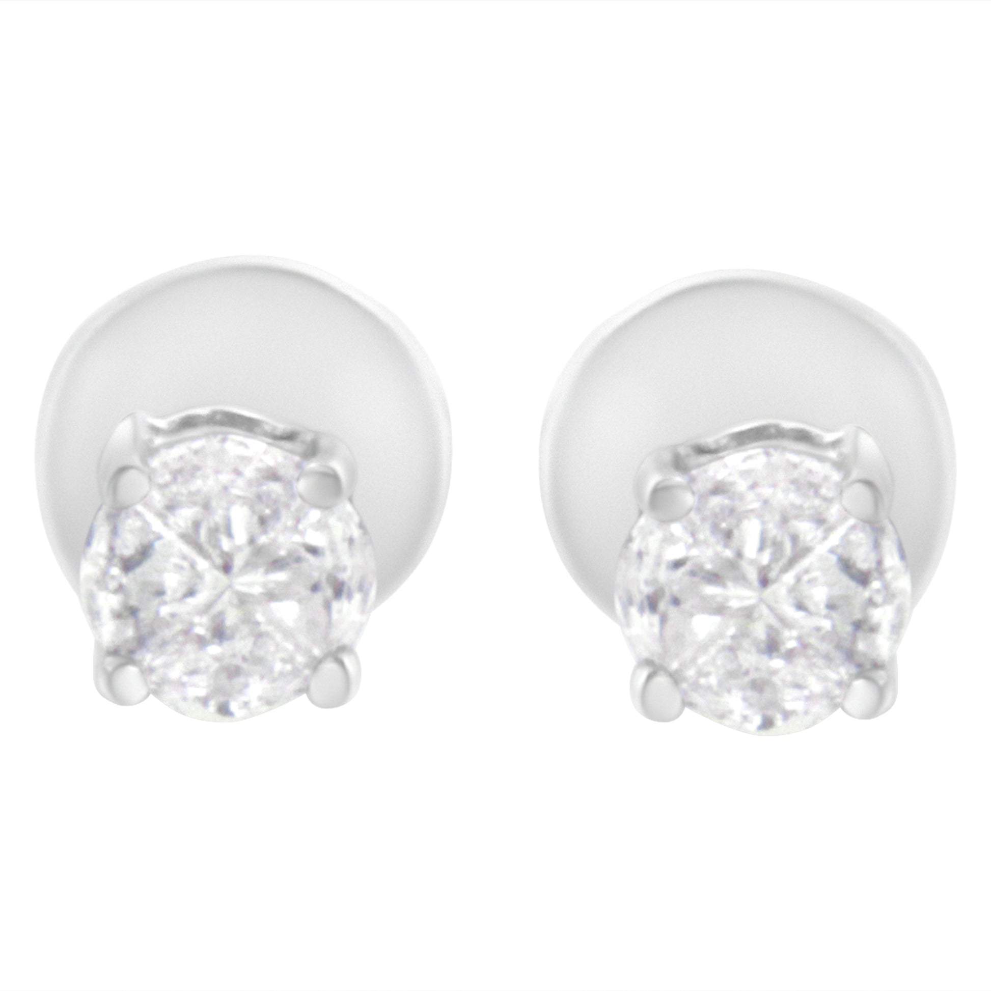 14K White Gold 1/2 Cttw Pie-Cut Diamond Solitaire Stud Earrings (H-I Color, SI1-SI2 Clarity) Bids.com
