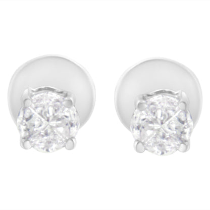 14K White Gold 1/2 Cttw Pie-Cut Diamond Solitaire Stud Earrings (H-I Color, SI1-SI2 Clarity) Bids.com