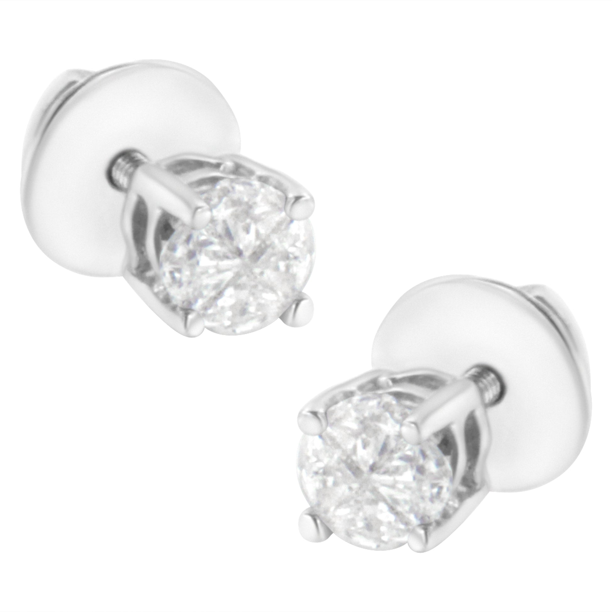 14K White Gold 1/2 Cttw Pie-Cut Diamond Solitaire Stud Earrings (H-I Color, SI1-SI2 Clarity) Bids.com