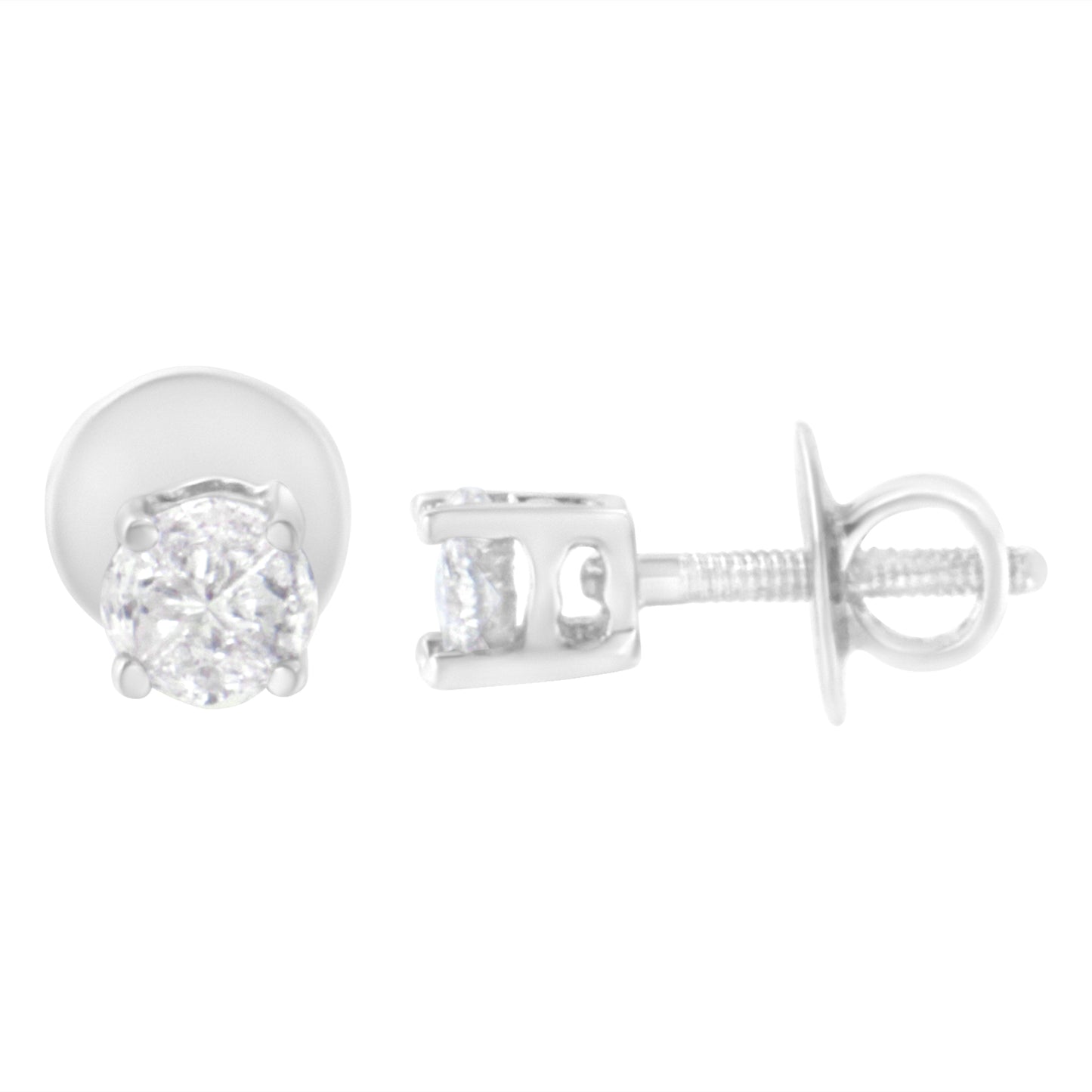 14K White Gold 1/2 Cttw Pie-Cut Diamond Solitaire Stud Earrings (H-I Color, SI1-SI2 Clarity) Bids.com