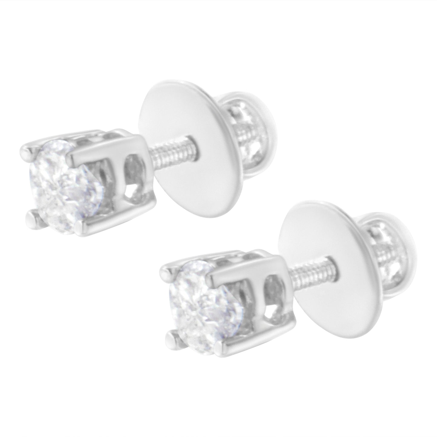 14K White Gold 1/2 Cttw Pie-Cut Diamond Solitaire Stud Earrings (H-I Color, SI1-SI2 Clarity) Bids.com