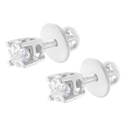 14K White Gold 1/2 Cttw Pie-Cut Diamond Solitaire Stud Earrings (H-I Color, SI1-SI2 Clarity) Bids.com