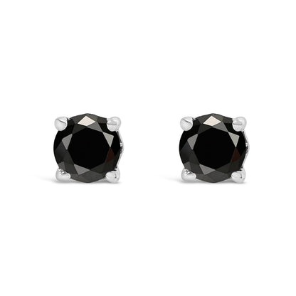 .925 Sterling Silver 1/2 Cttw Black Diamond Solitaire Stud Earrings Bids.com