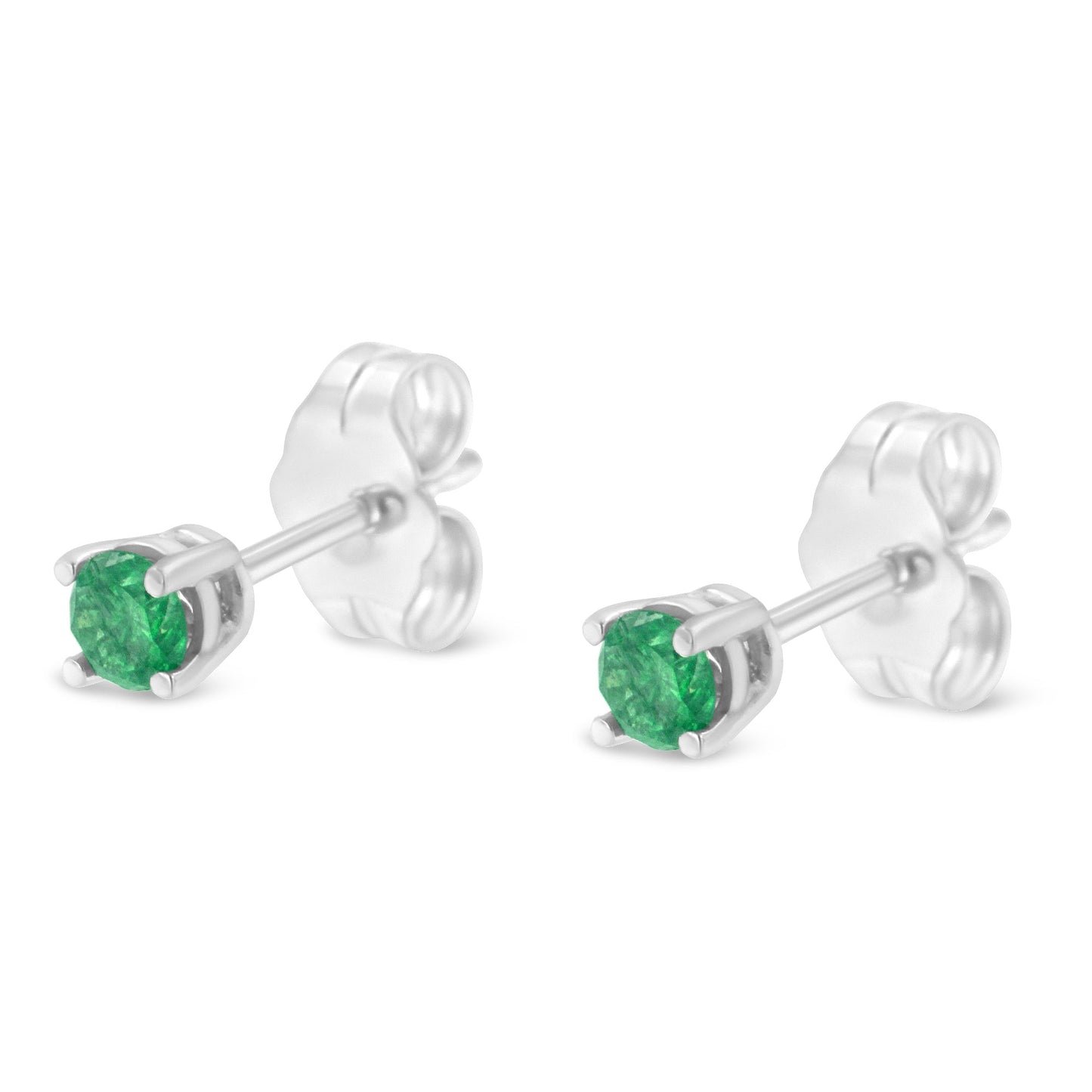 .925 Sterling Silver 1/4 Cttw Round Brilliant-Cut Green Diamond Classic 4-Prong Stud Earrings (Fancy Color-Enhanced, I2-I3 Clarity) Bids.com