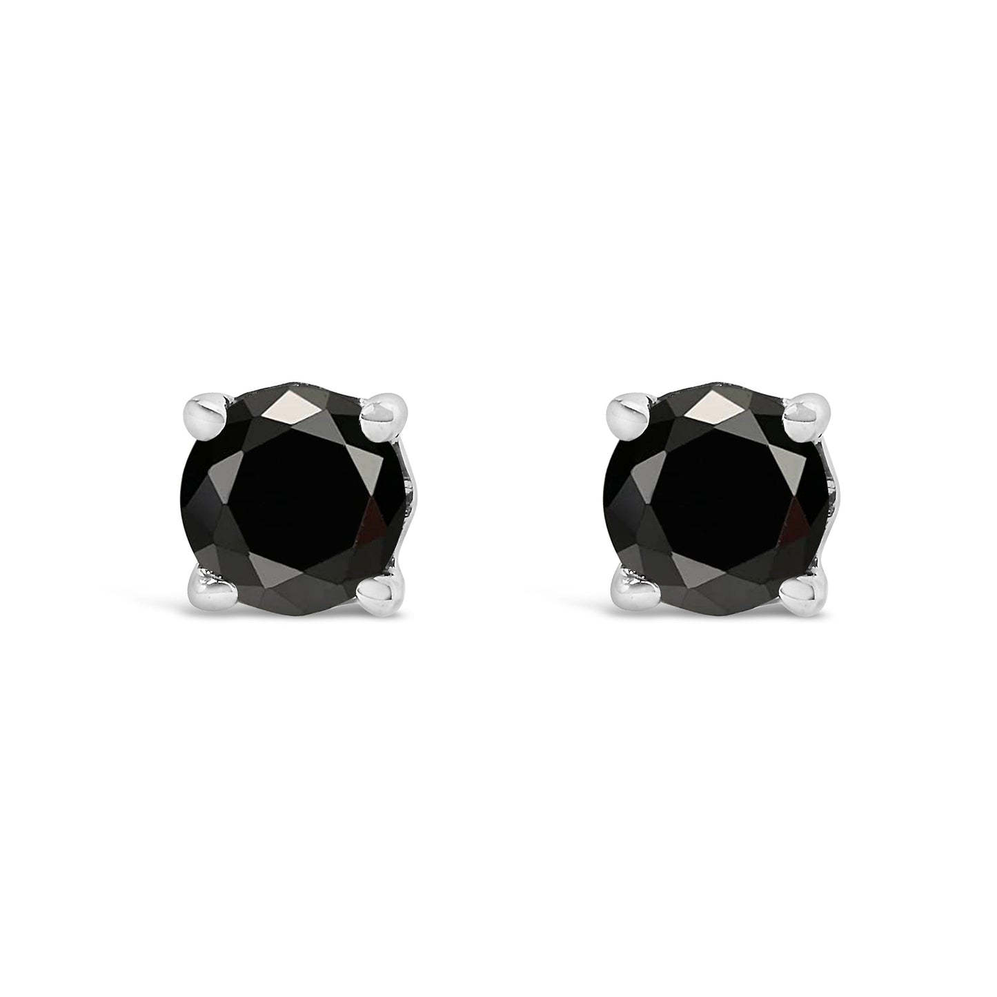 .925 Sterling Silver 1/2 Cttw Black Diamond Solitaire Stud Earrings Bids.com