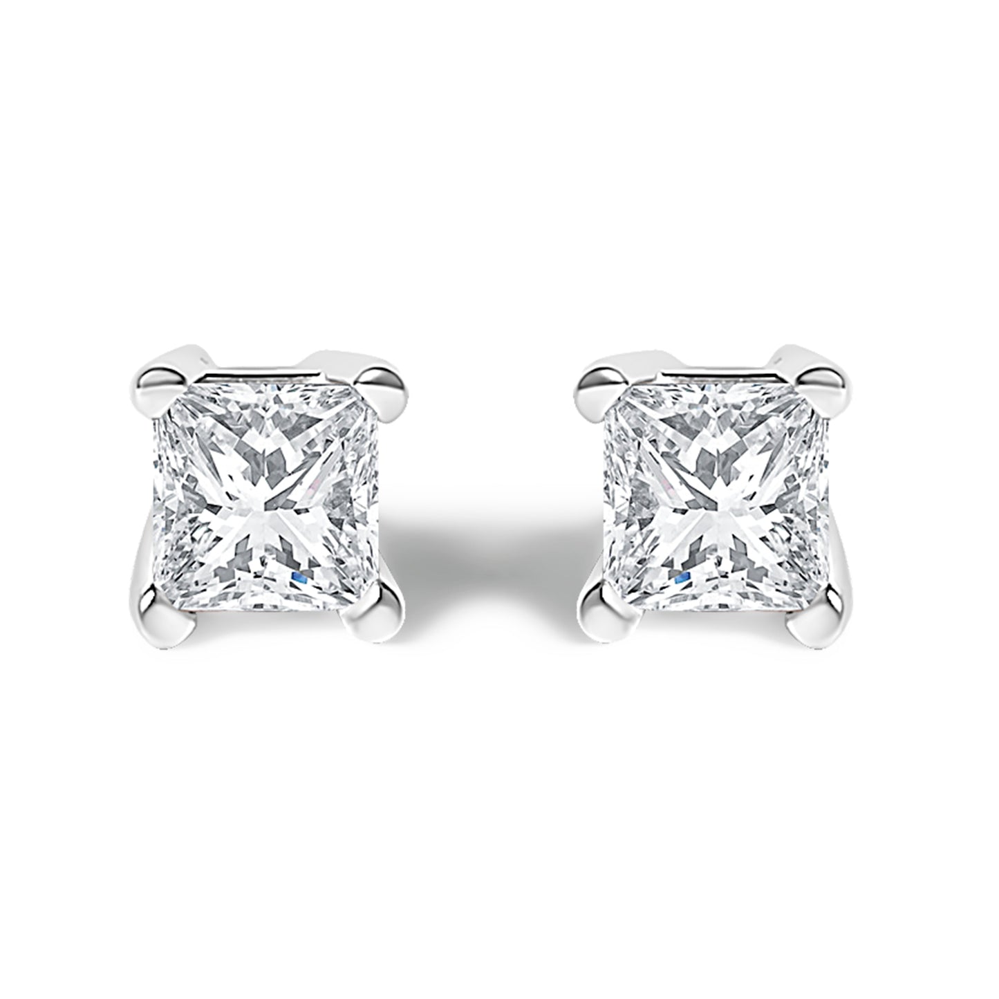.925 Sterling Silver 1/4 Cttw Princess-Cut Diamond Solitaire Stud Earrings (H-I Color, I1-I2 Clarity) Bids.com
