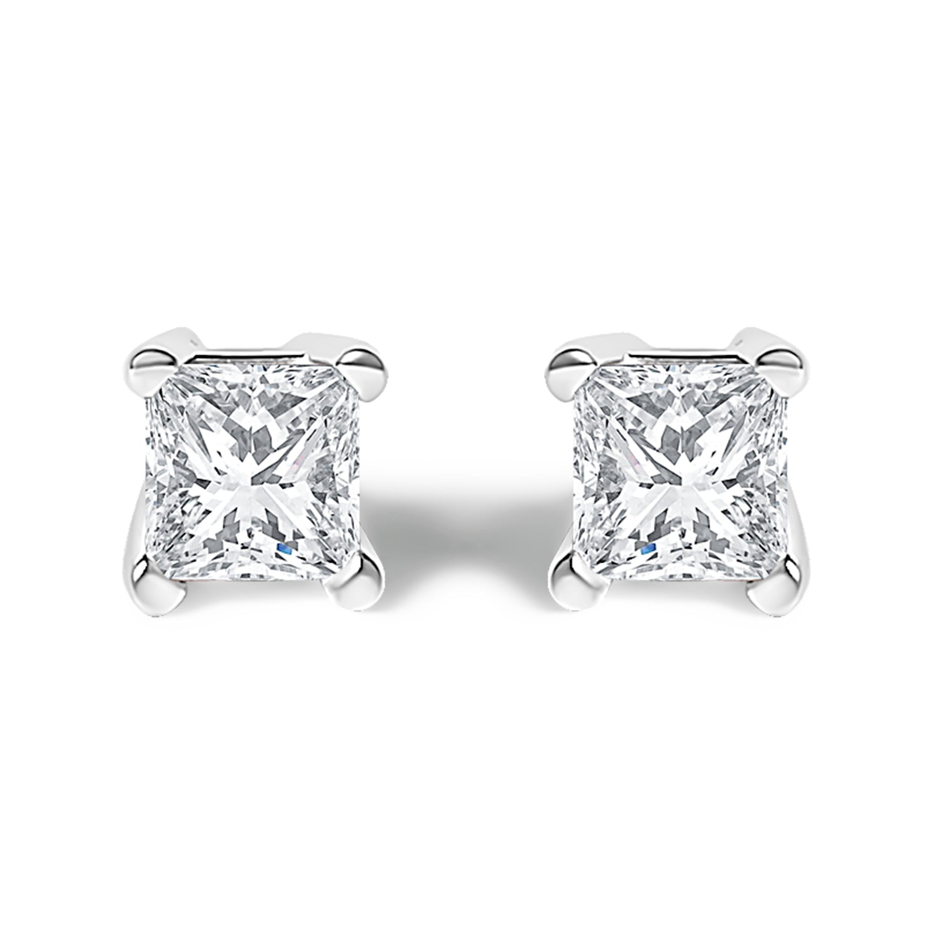 .925 Sterling Silver 1/4 Cttw Princess-Cut Diamond Solitaire Stud Earrings (H-I Color, I1-I2 Clarity) Bids.com