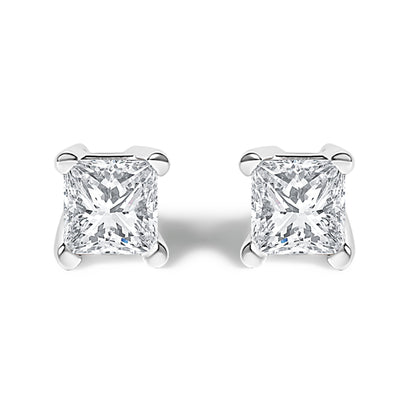 14K White Gold 1/2 Cttw Princess Cut Lab Grown Diamond Solitaire Stud Earrings (F-G Color, VS2-SI1 Clarity) Bids.com
