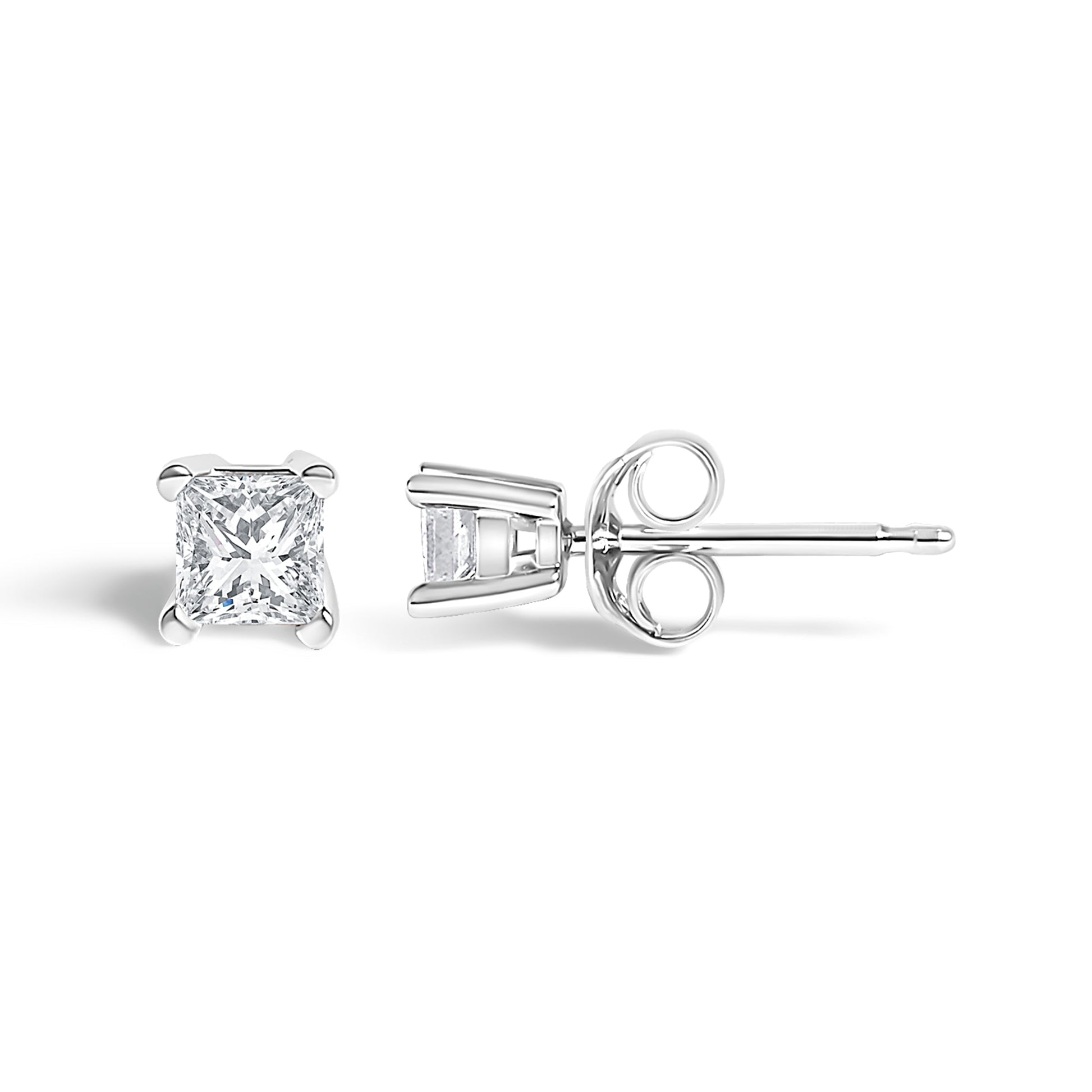 .925 Sterling Silver 1/4 Cttw Princess-Cut Diamond Solitaire Stud Earrings (H-I Color, I1-I2 Clarity) Bids.com