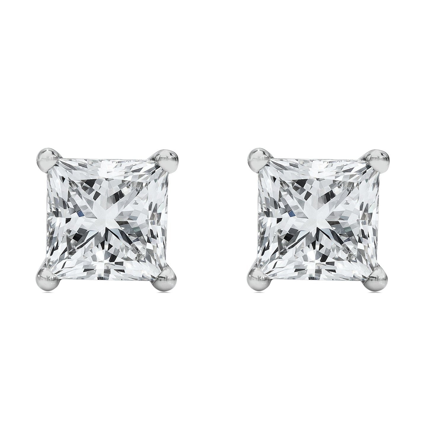 14K White Gold 1/2 Cttw Princess Cut Lab Grown Diamond Solitaire Stud Earrings (F-G Color, VS2-SI1 Clarity) Bids.com