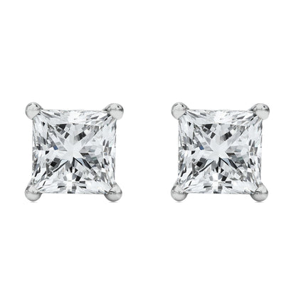 14K White Gold 1/2 Cttw Princess Cut Lab Grown Diamond Solitaire Stud Earrings (F-G Color, VS2-SI1 Clarity) Bids.com