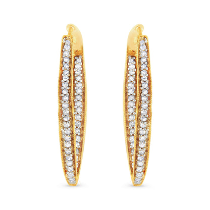 10K Yellow Gold 1/2 Cttw Round-Cut Diamond Modern Hoop Earrings (I-J Color, I2-I3 Clarity) Bids.com