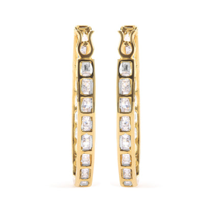 10K Yellow Gold 1.00 Cttw Round and Baguette-Cut Diamond U-Hoop Earrings (H-I Color, SI2-I1 Clarity) Bids.com