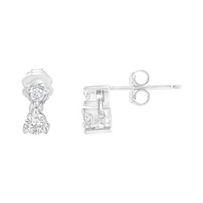 14KT White Gold 1/2 cttw Double Diamond Dangle Stud Earrings (H-I, I1-I2) Bids.com