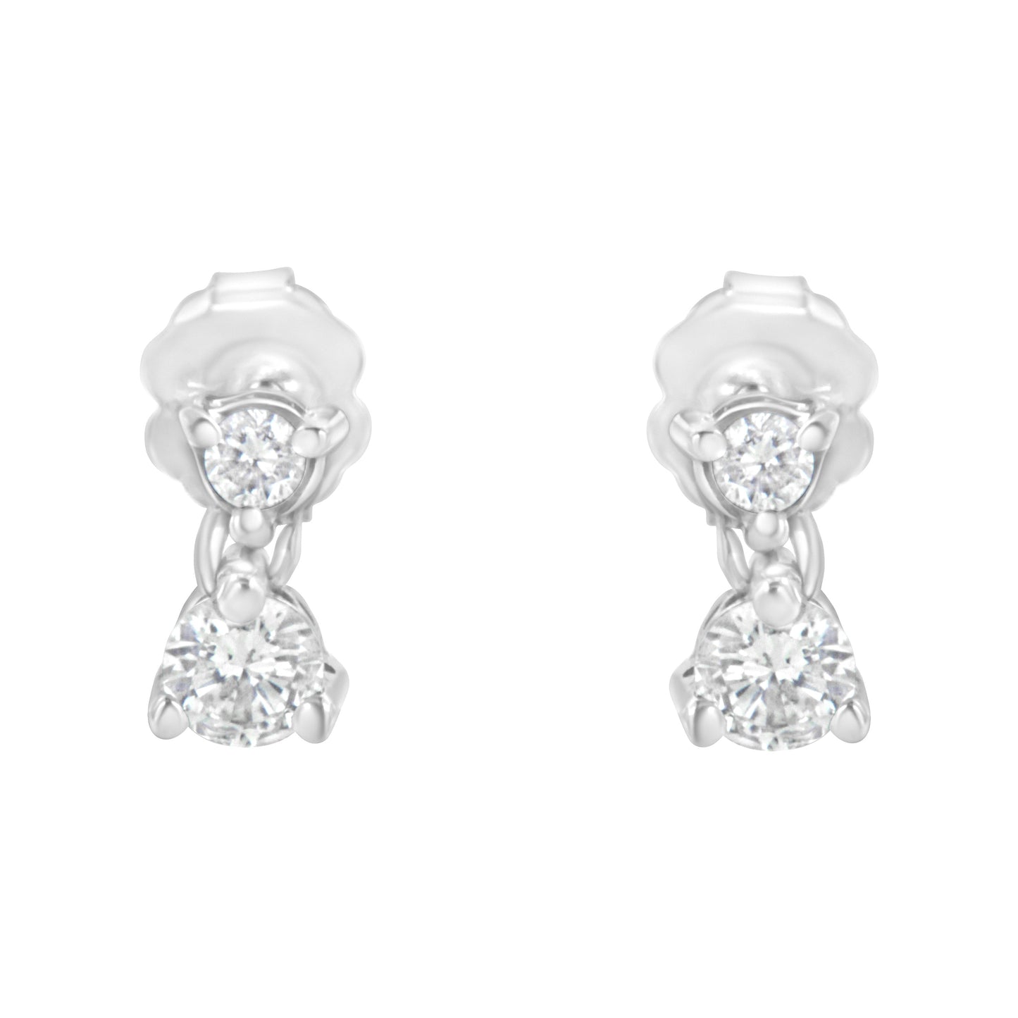 14KT White Gold 1/2 cttw Double Diamond Dangle Stud Earrings (H-I, I1-I2) Bids.com