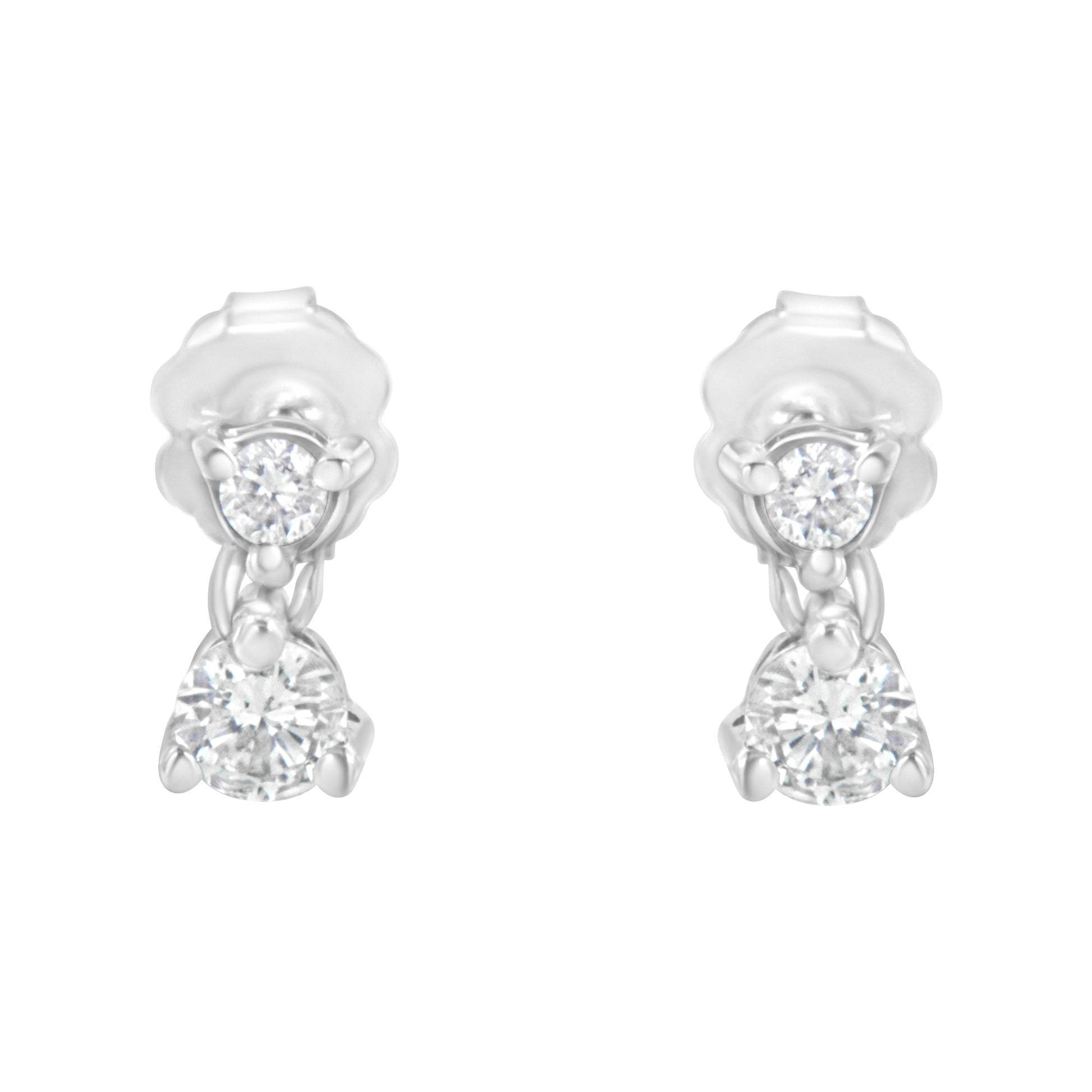 14KT White Gold 1/2 cttw Double Diamond Dangle Stud Earrings (H-I, I1-I2) Bids.com