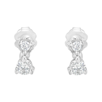 14KT White Gold 1/2 cttw Double Diamond Dangle Stud Earrings (H-I, I1-I2) Bids.com