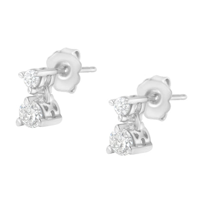 14KT White Gold 1/2 cttw Double Diamond Dangle Stud Earrings (H-I, I1-I2) Bids.com