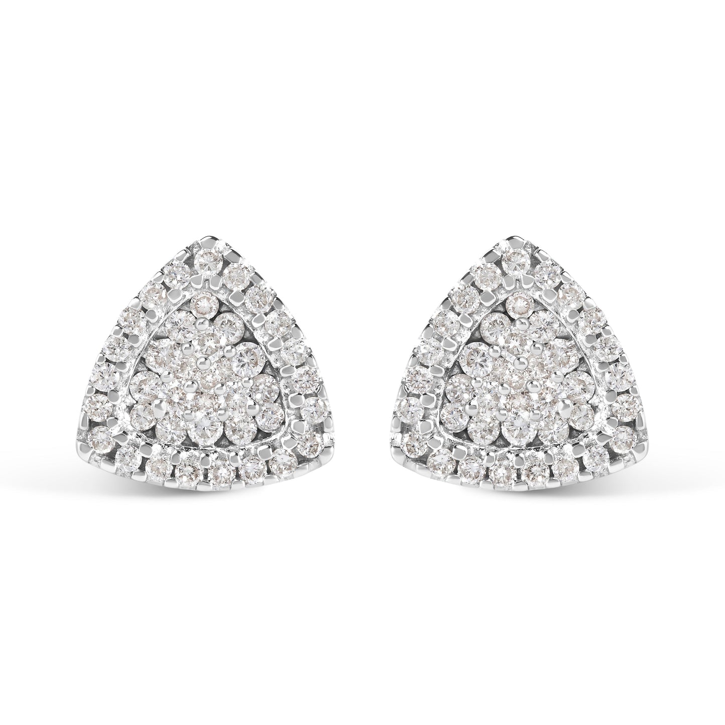 14K White Gold 1/2 cttw Trillion Shaped Diamond Stud Earrings (H-I Clarity, SI2-I1 Color) Bids.com