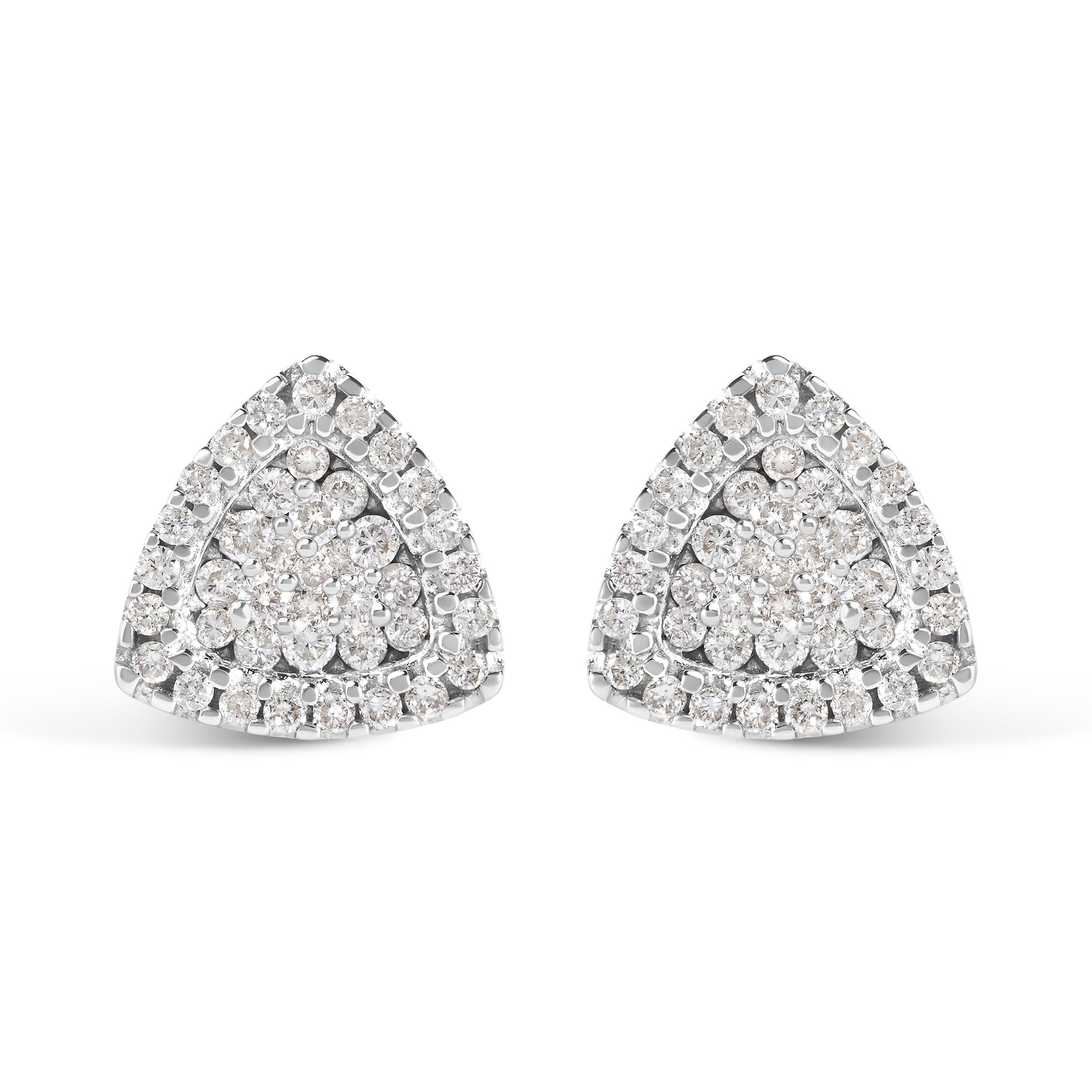 14K White Gold 1/2 cttw Trillion Shaped Diamond Stud Earrings (H-I Clarity, SI2-I1 Color) Bids.com