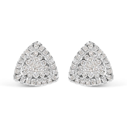 14K White Gold 1/2 cttw Trillion Shaped Diamond Stud Earrings (H-I Clarity, SI2-I1 Color) Bids.com