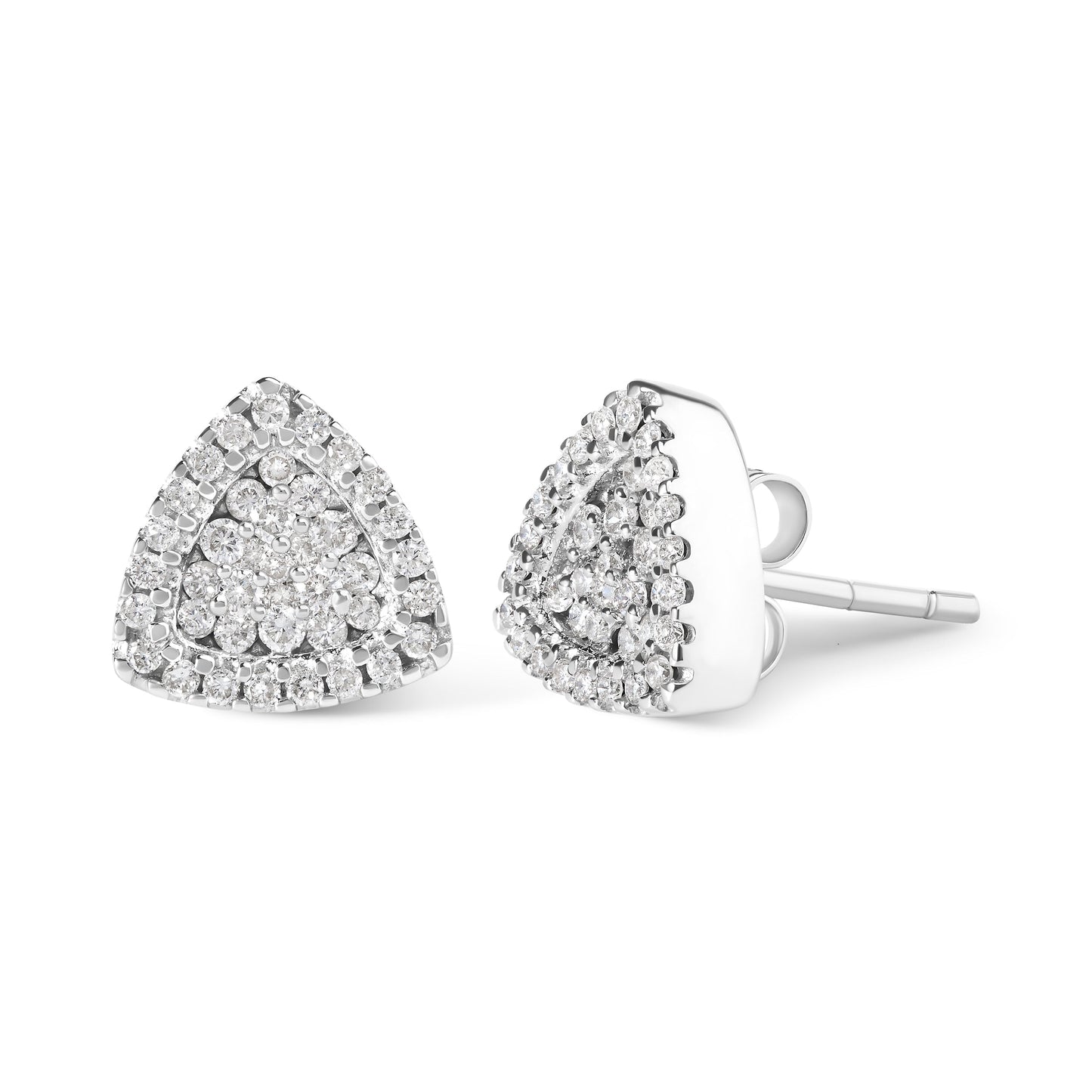 14K White Gold 1/2 cttw Trillion Shaped Diamond Stud Earrings (H-I Clarity, SI2-I1 Color) Bids.com