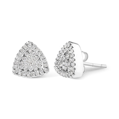 14K White Gold 1/2 cttw Trillion Shaped Diamond Stud Earrings (H-I Clarity, SI2-I1 Color) Bids.com
