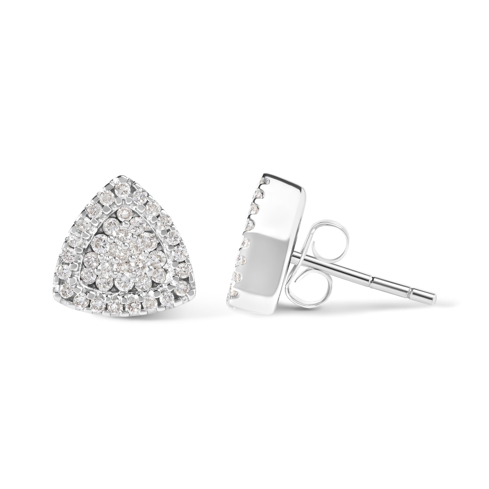 14K White Gold 1/2 cttw Trillion Shaped Diamond Stud Earrings (H-I Clarity, SI2-I1 Color) Bids.com