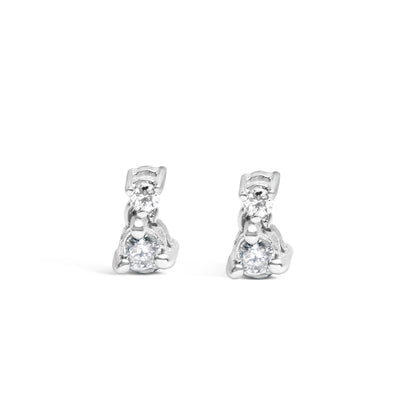 14K White Gold 1/4 Cttw Double Diamond Drop and Dangle Stud Earrings (H-I Color, SI1-SI2 Clarity) Bids.com