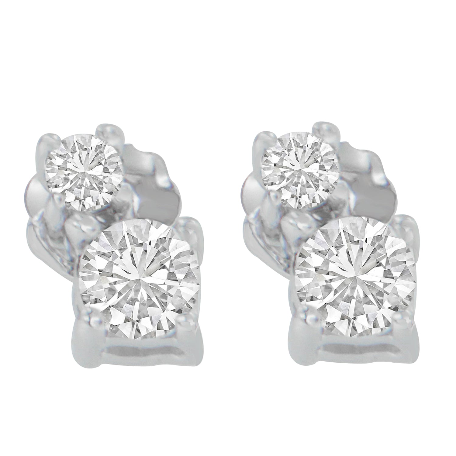 14K White Gold 1/2 cttw Round Cut Diamond Earrings (H-I, SI2-I1) Bids.com