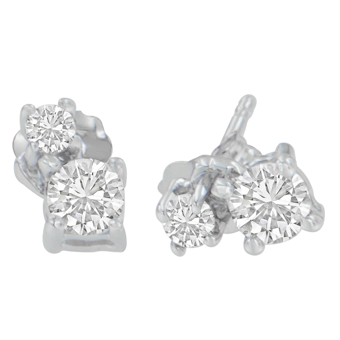 14K White Gold 1/2 cttw Round Cut Diamond Earrings (H-I, SI2-I1) Bids.com