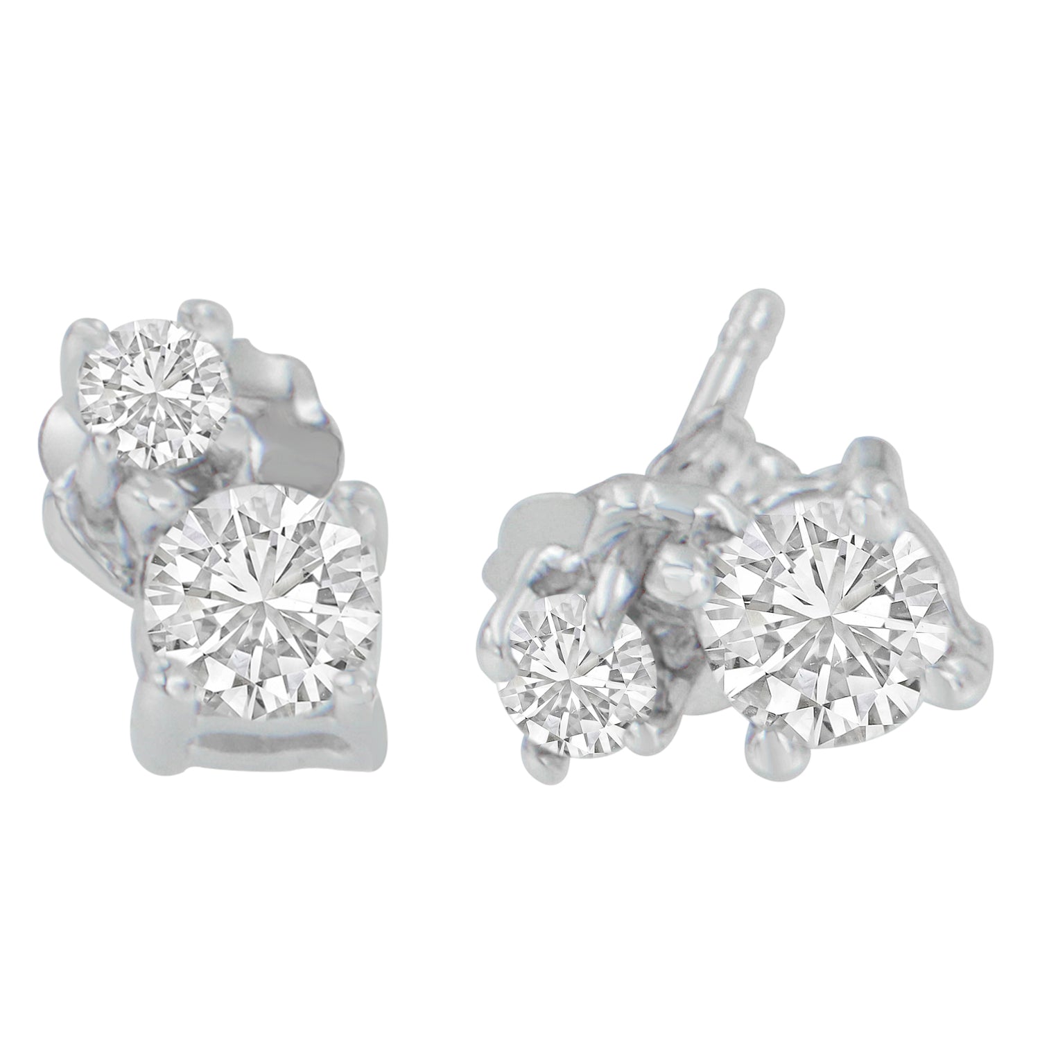 14K White Gold 1/2 cttw Round Cut Diamond Earrings (H-I, SI2-I1) Bids.com