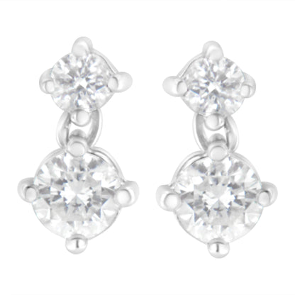 14K White Gold 1 cttw Double Diamond Stud Earrings (H-I Clarity, SI2-I1 Color) Bids.com