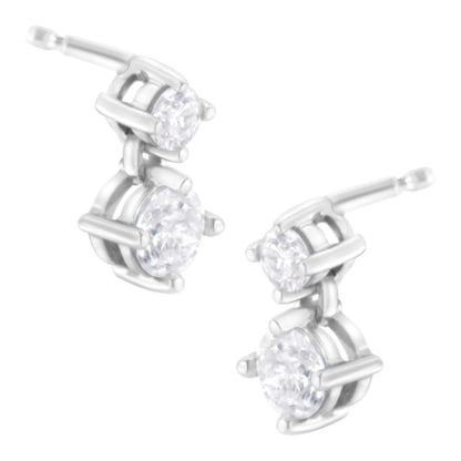 14K White Gold 1 cttw Double Diamond Stud Earrings (H-I Clarity, SI2-I1 Color) Bids.com