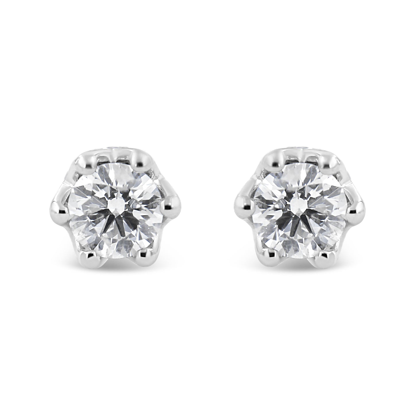 14K White Gold 1/2 Cttw Round Diamond Crown Stud Earring (I-J Color, I1-I2 Clarity) Bids.com
