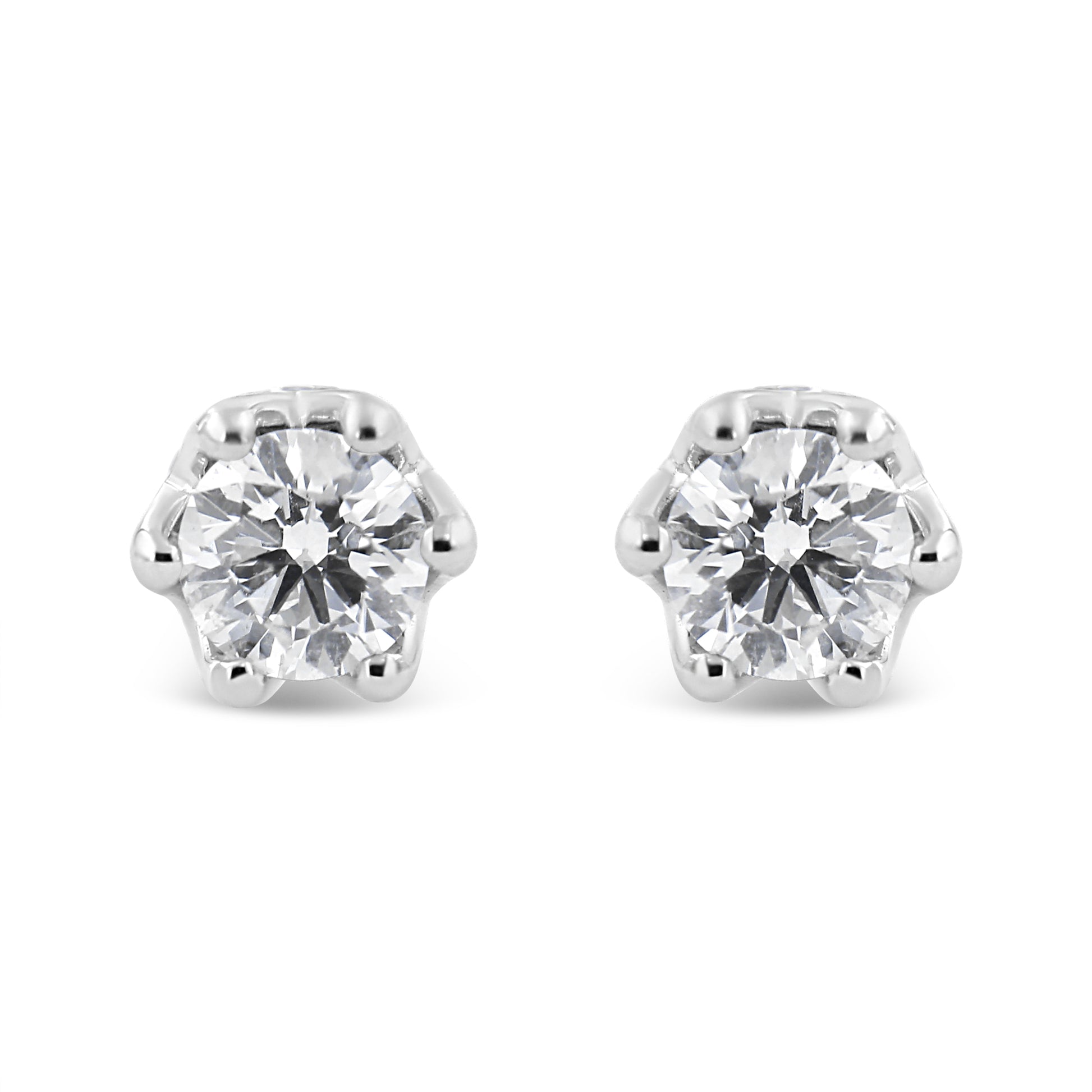 14K White Gold 1/2 Cttw Round Diamond Crown Stud Earring (I-J Color, I1-I2 Clarity) Bids.com