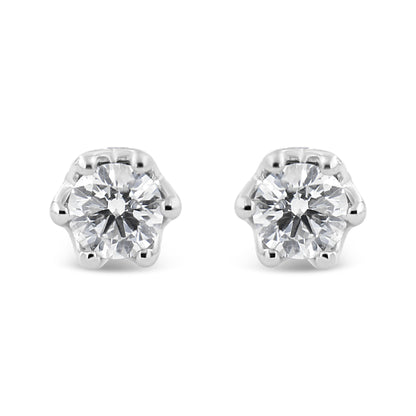 14K White Gold 1/2 Cttw Round Diamond Crown Stud Earring (I-J Color, I1-I2 Clarity) Bids.com