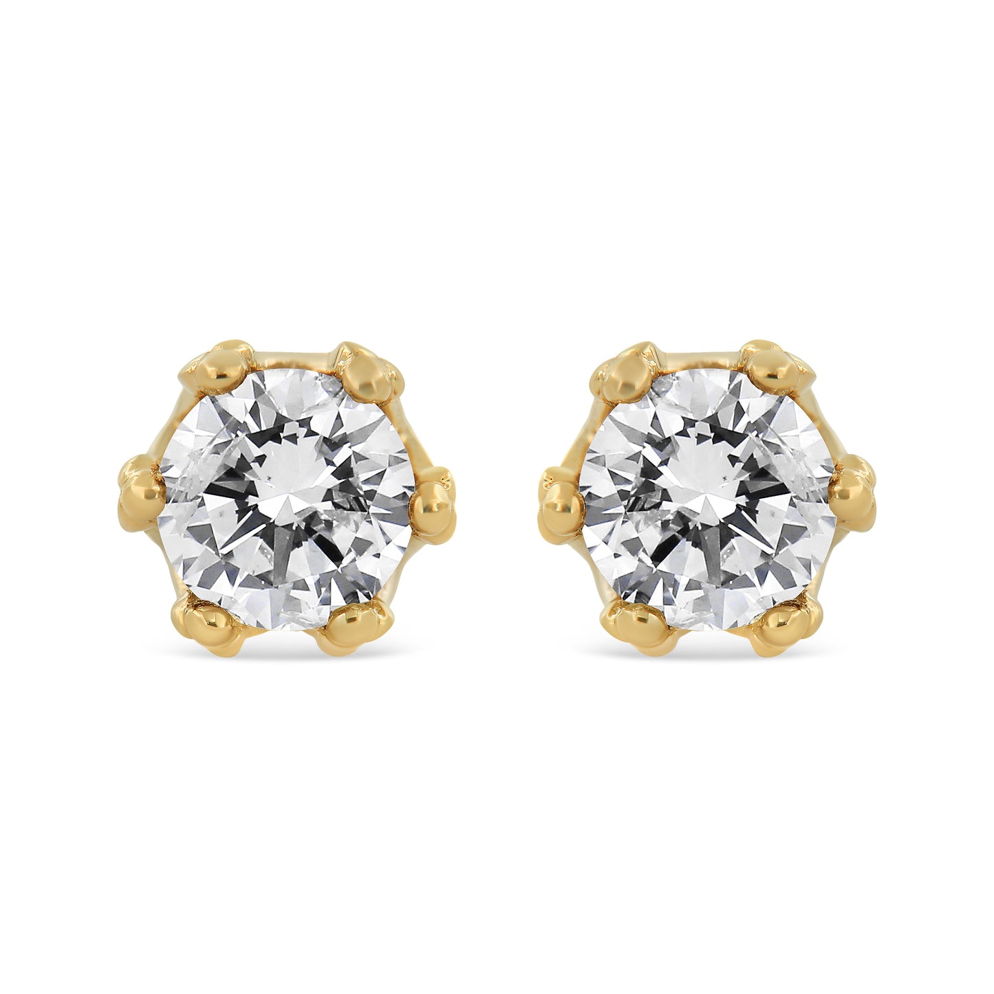 14K White Gold 1/2 Cttw Round Diamond Crown Stud Earring (I-J Color, I1-I2 Clarity) Bids.com