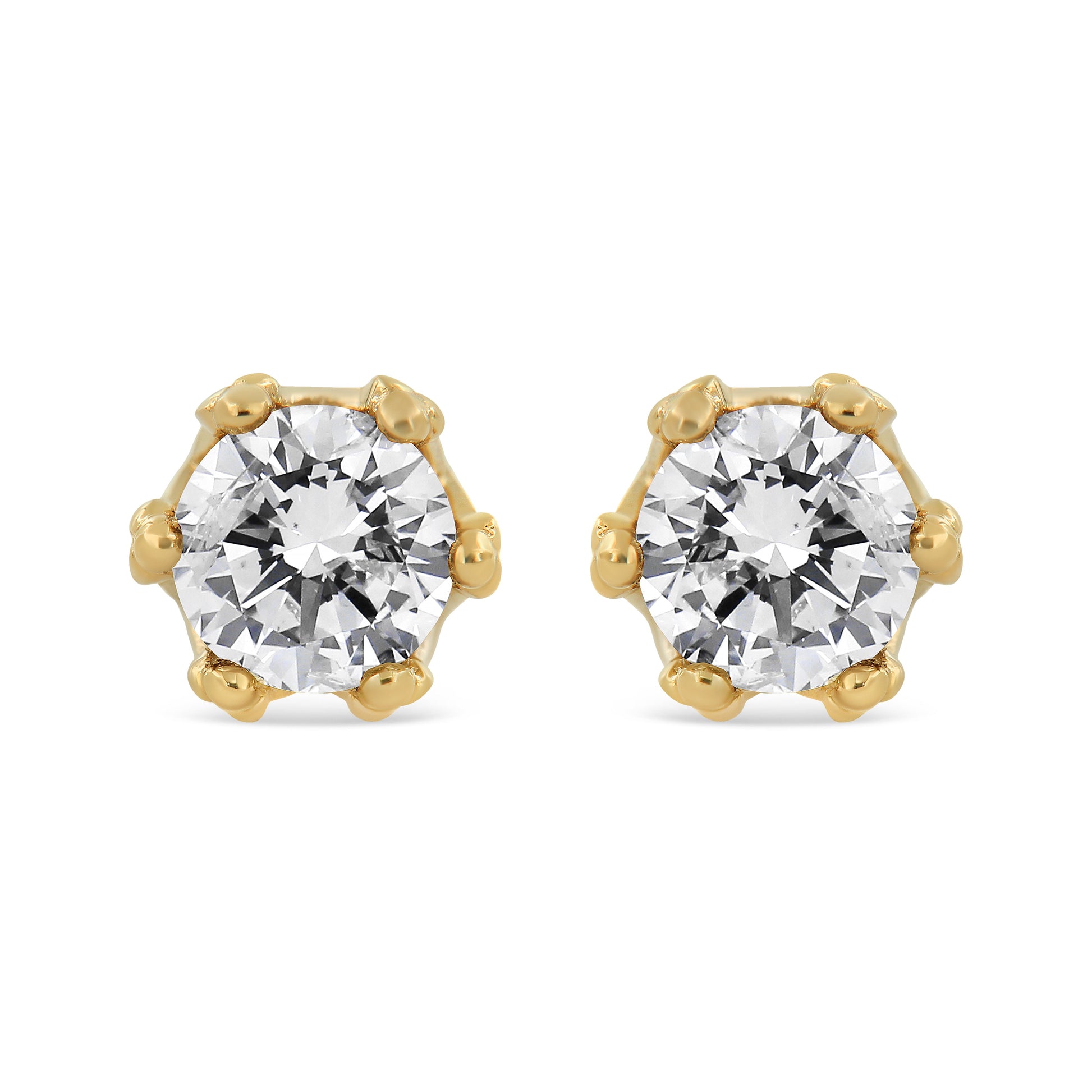14K White Gold 1/2 Cttw Round Diamond Crown Stud Earring (I-J Color, I1-I2 Clarity) Bids.com