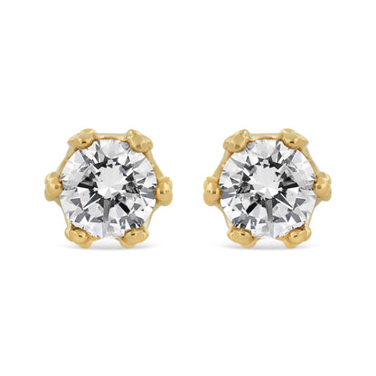 14K White Gold 1/2 Cttw Round Diamond Crown Stud Earring (I-J Color, I1-I2 Clarity) Bids.com