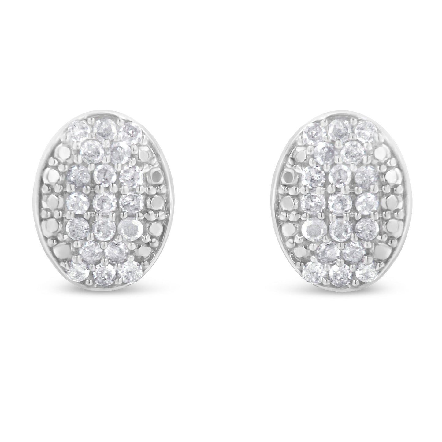 Sterling Silver Round Diamond Oval Cluster Earrings (1/2 cttw, I-J Color, I2-I3 Clarity) Bids.com