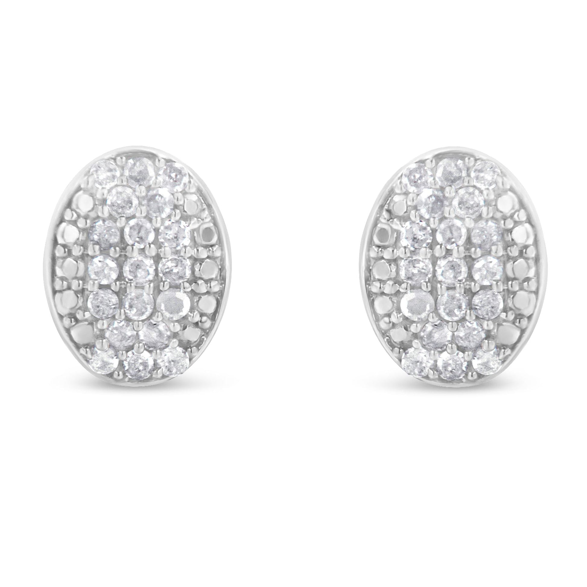 Sterling Silver Round Diamond Oval Cluster Earrings (1/2 cttw, I-J Color, I2-I3 Clarity) Bids.com