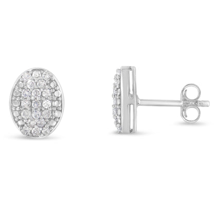 Sterling Silver Round Diamond Oval Cluster Earrings (1/2 cttw, I-J Color, I2-I3 Clarity) Bids.com