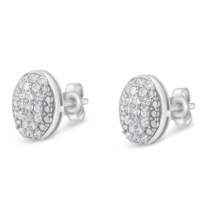 Sterling Silver Round Diamond Oval Cluster Earrings (1/2 cttw, I-J Color, I2-I3 Clarity) Bids.com